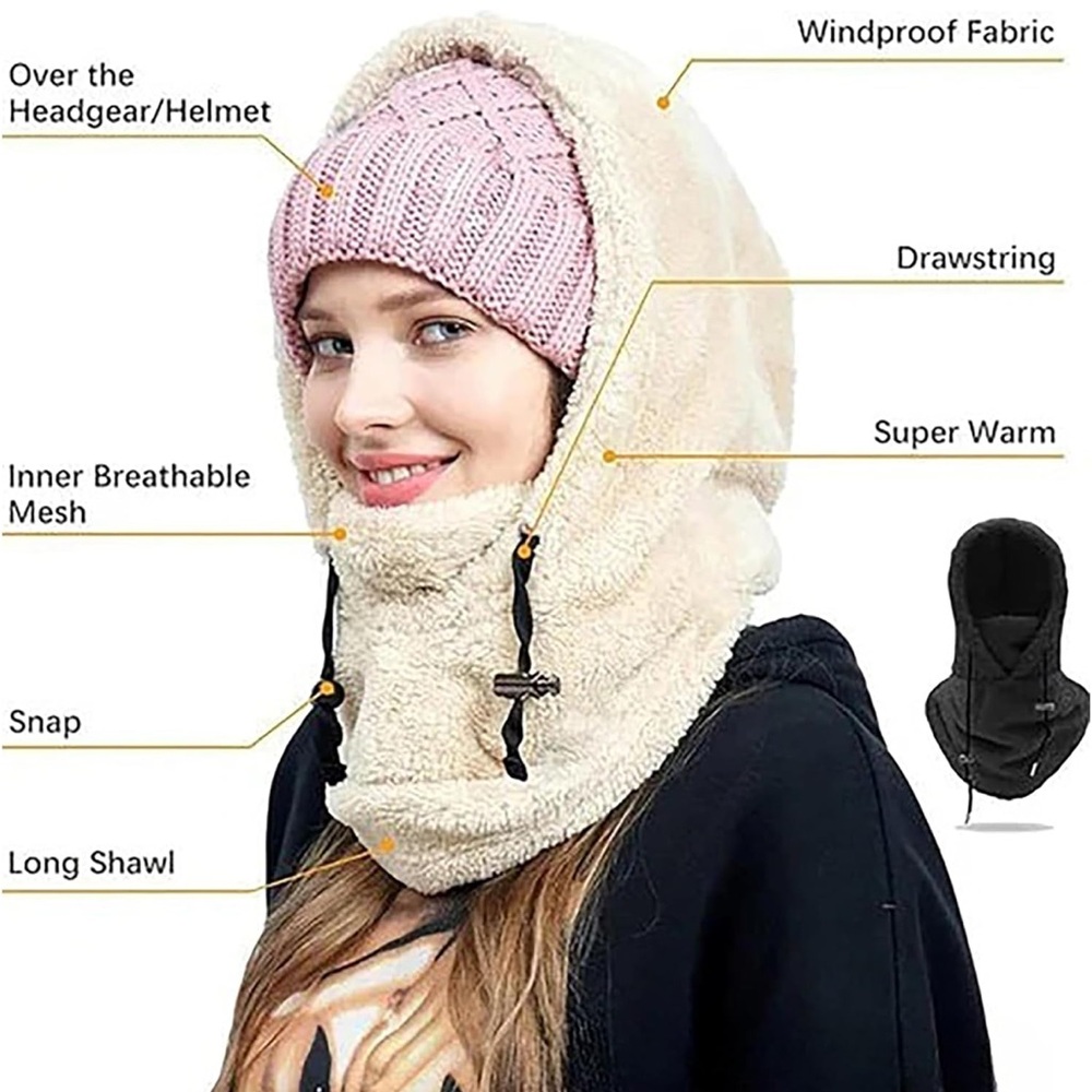 Fleece Hooded Scarf - Picture 2 of 11